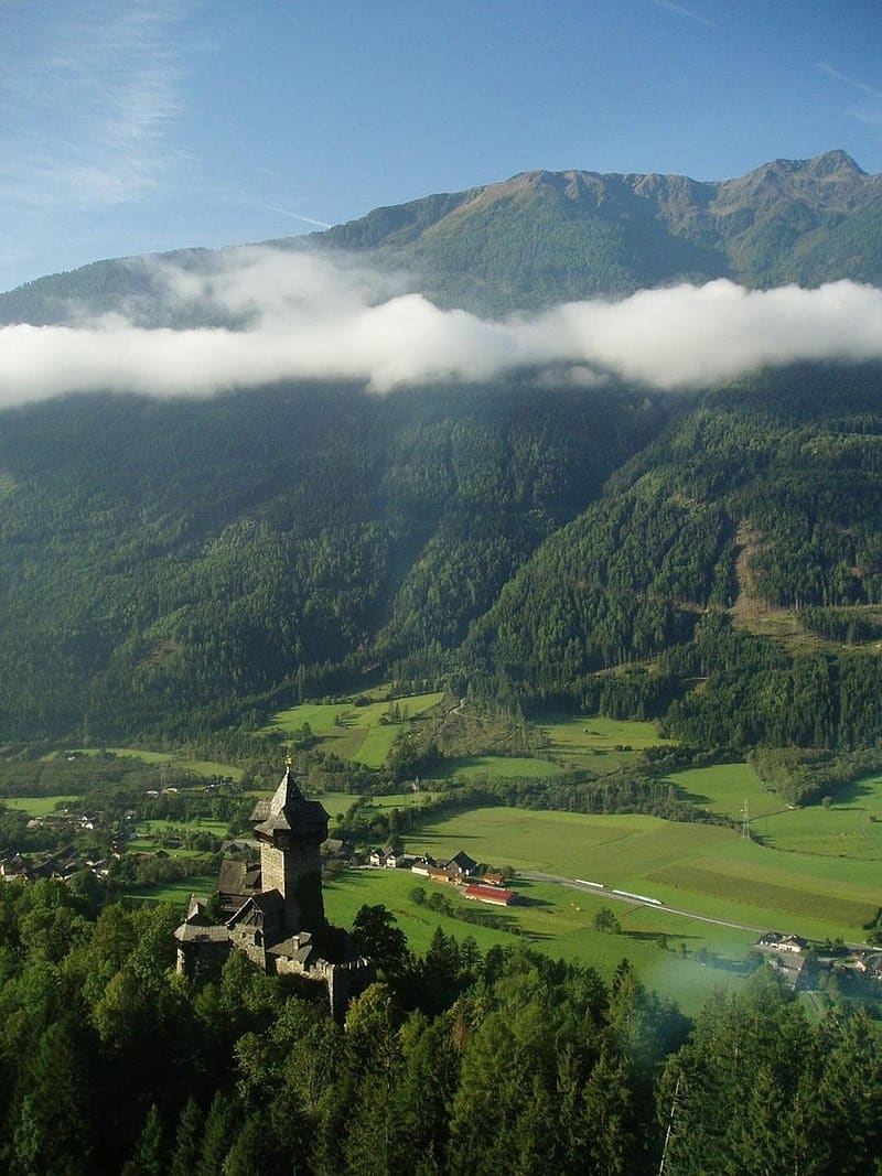 View from Tauern Railway line over Möll valley