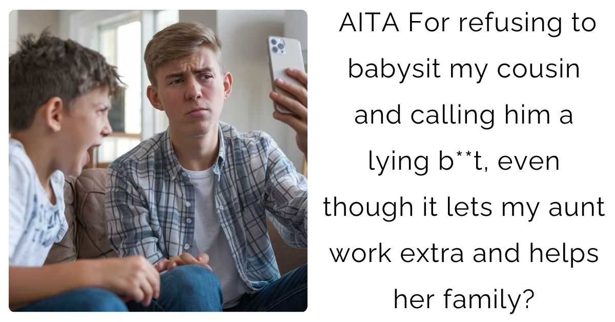 AITA For refusing to babysit my cousin and calling him a lying b**t, even though it lets my aunt work extra and helps her family?