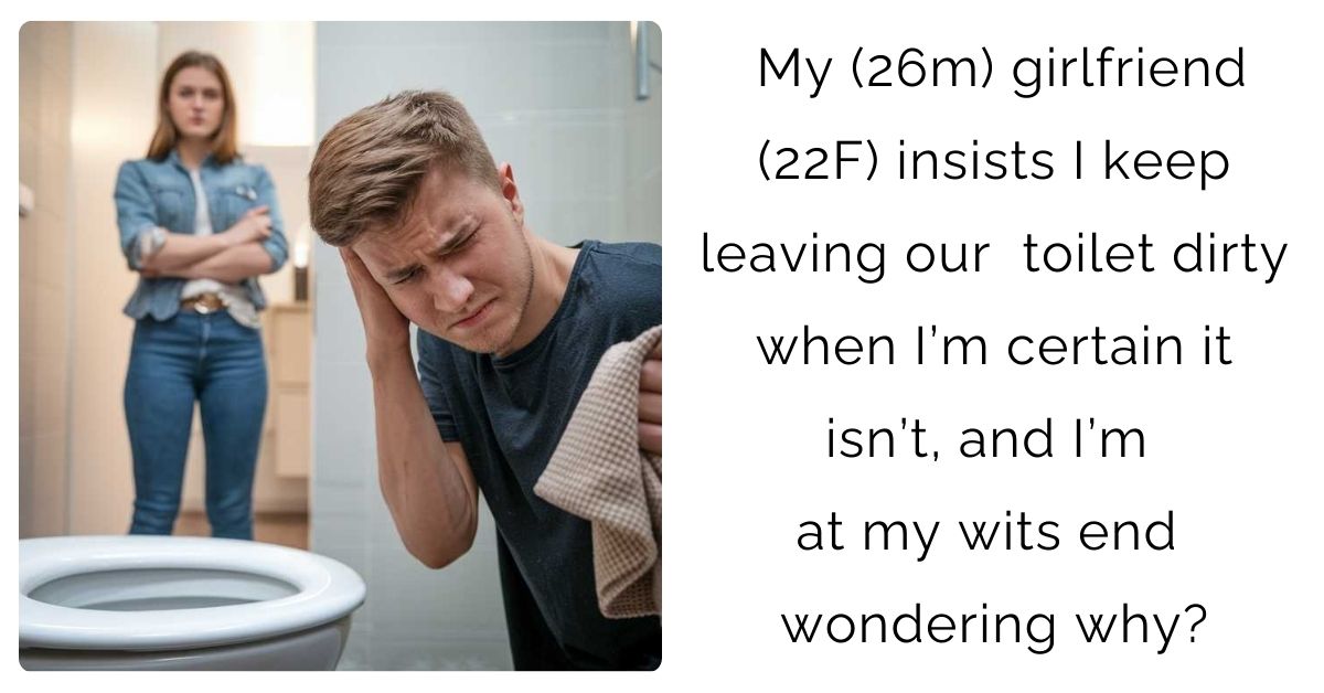 My (26m) girlfriend (22F) insists I keep leaving our  toilet dirty when I’m certain it isn’t, and I’m at my wits end wondering why