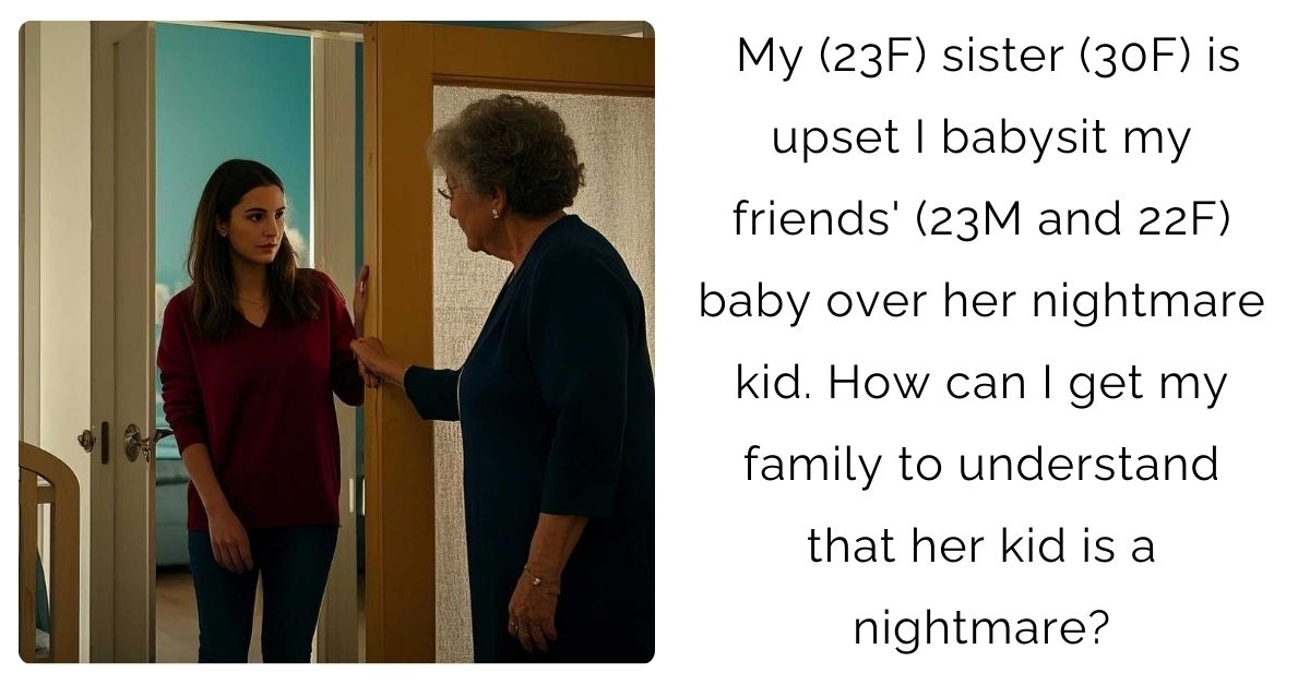 My (23F) sister (30F) is upset I babysit my friends’ (23M and 22F) baby over her nightmare kid. How can I get my family to understand that her kid is a nightmare?