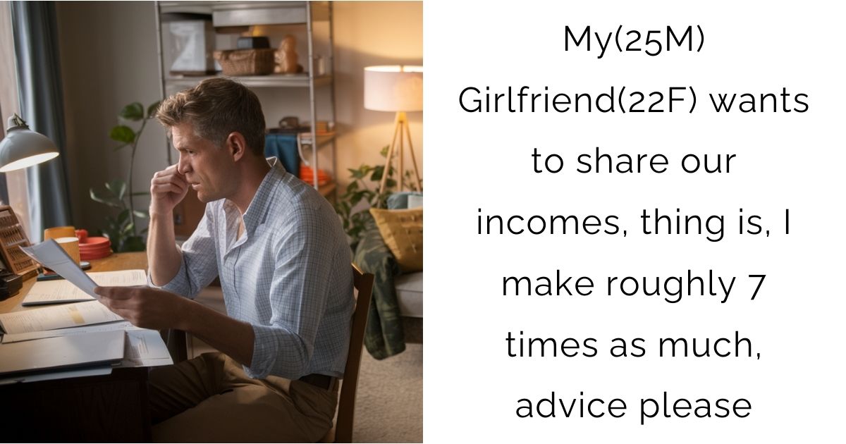 My(25M) Girlfriend(22F) wants to share our incomes, thing is, I make roughly 7 times as much, advice please