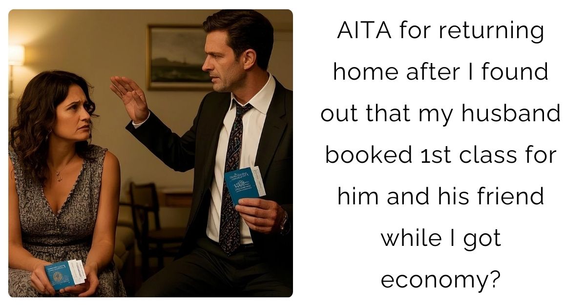 AITA for returning home after I found out that my husband booked 1st class for him and his friend while I got economy?