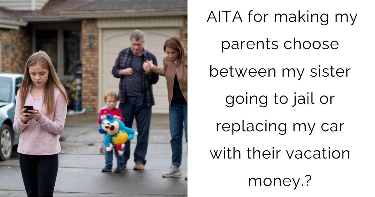 AITA for making my parents choose between my sister going to jail or replacing my car with their vacation money?
