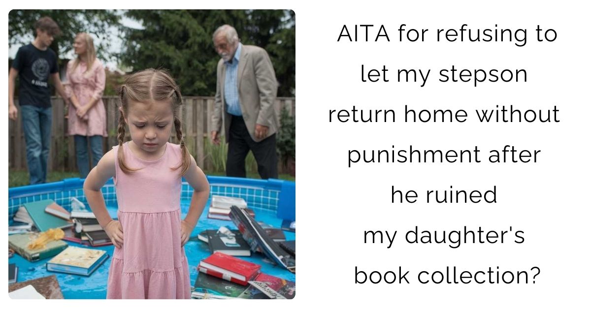AITA for refusing to let my stepson return home without punishment after he ruined my daughter’s book collection?