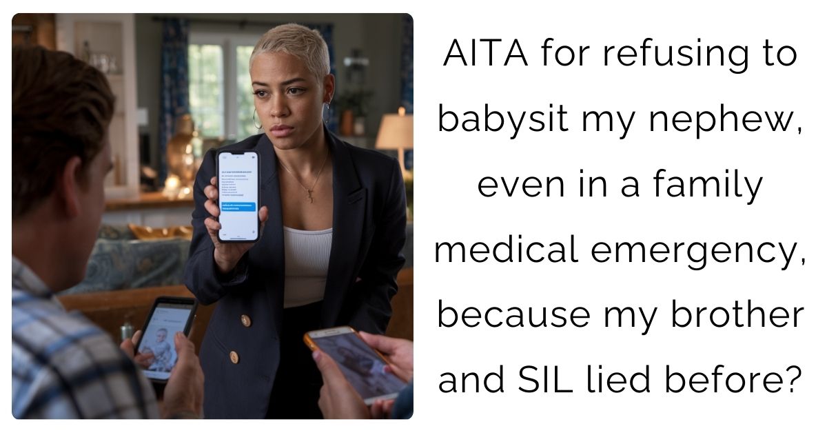 AITA for refusing to babysit my nephew, even in a family medical emergency, because my brother and SIL lied before?