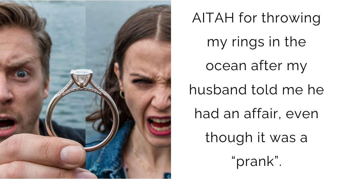 AITAH for throwing my rings in the ocean after my husband told me he had an affair, even though it was a “prank” ?