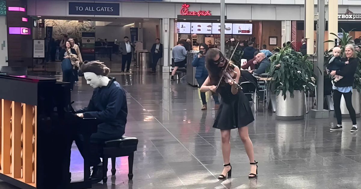 You Won’t Believe Who Just Rocked An Airport Piano—Michael Myers And Catwoman!